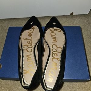 Sam edelman pointed suede black ballet flats 8.5